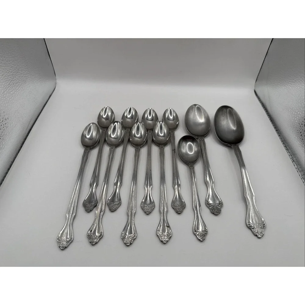 Lot of 11 SaladMaster Spoons Stainless Iced Tea, Soup, Serving Spoon